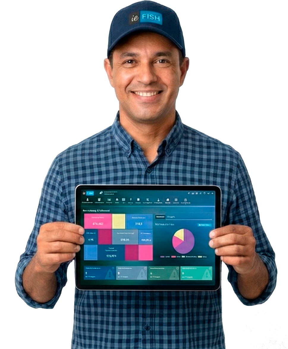 Produtor usando IE Fish no campo
